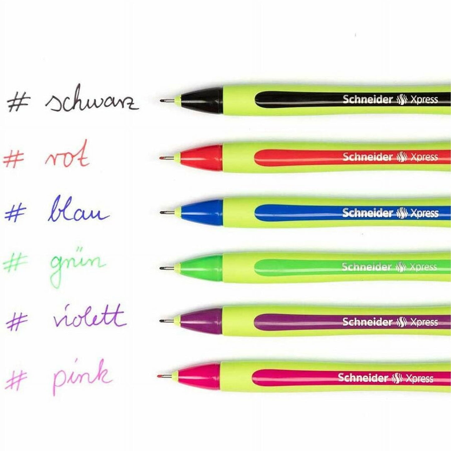 Schneider Xpress Fineliner Pens, Box of 6, 0.8 mm Tip, Precise Writing, Comfortable Grip, Cap-Off Ink Technology, Water-Based Ink, Made in Germany