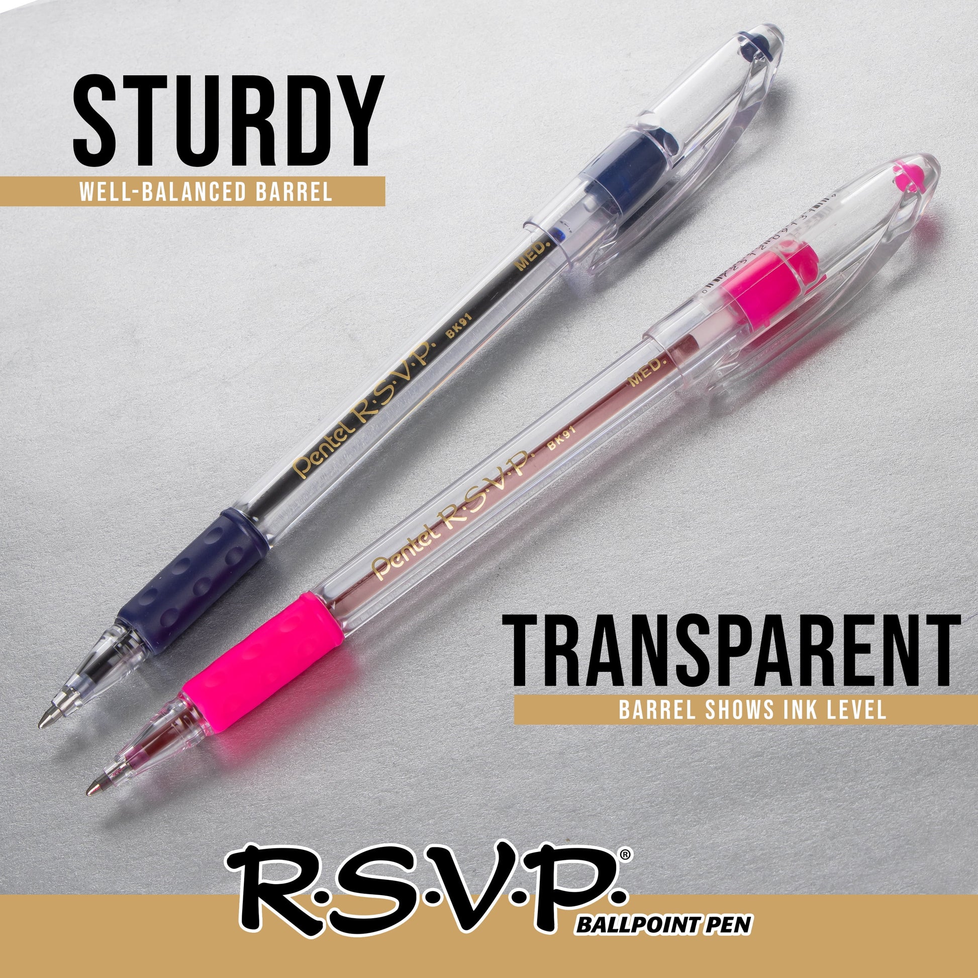 Pentel RSVP Ballpoint Pens, Fine Point, 0.7mm, Blue Ink, Pack of 2