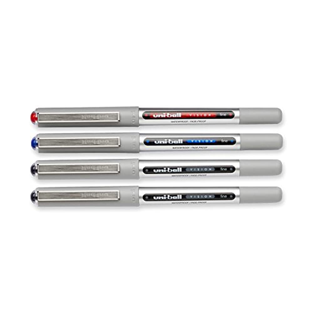 uni-ball Vision Rollerball Pens, Fine Point (0.7mm), Business Colors, 4 Count