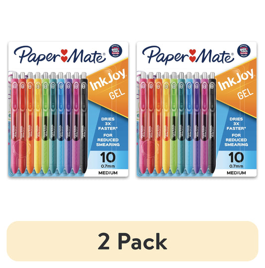(2 pack) Paper Mate InkJoy Gel Pens, Medium Point (0.7 mm), Assorted Colors, 10 Count