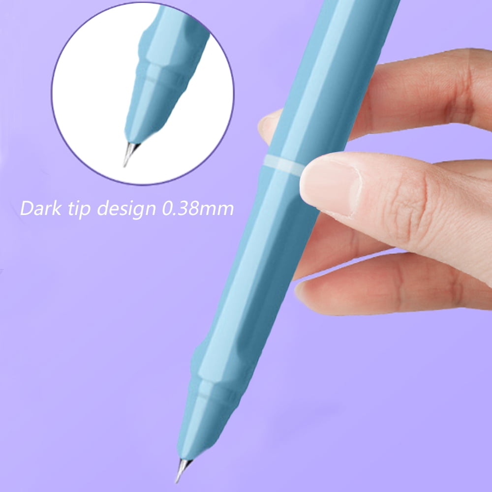 2Pcs Press Fountain Pen, Retractable Extra Fine Nib Metal Ink Pen with Converter for Student Teacher Officail