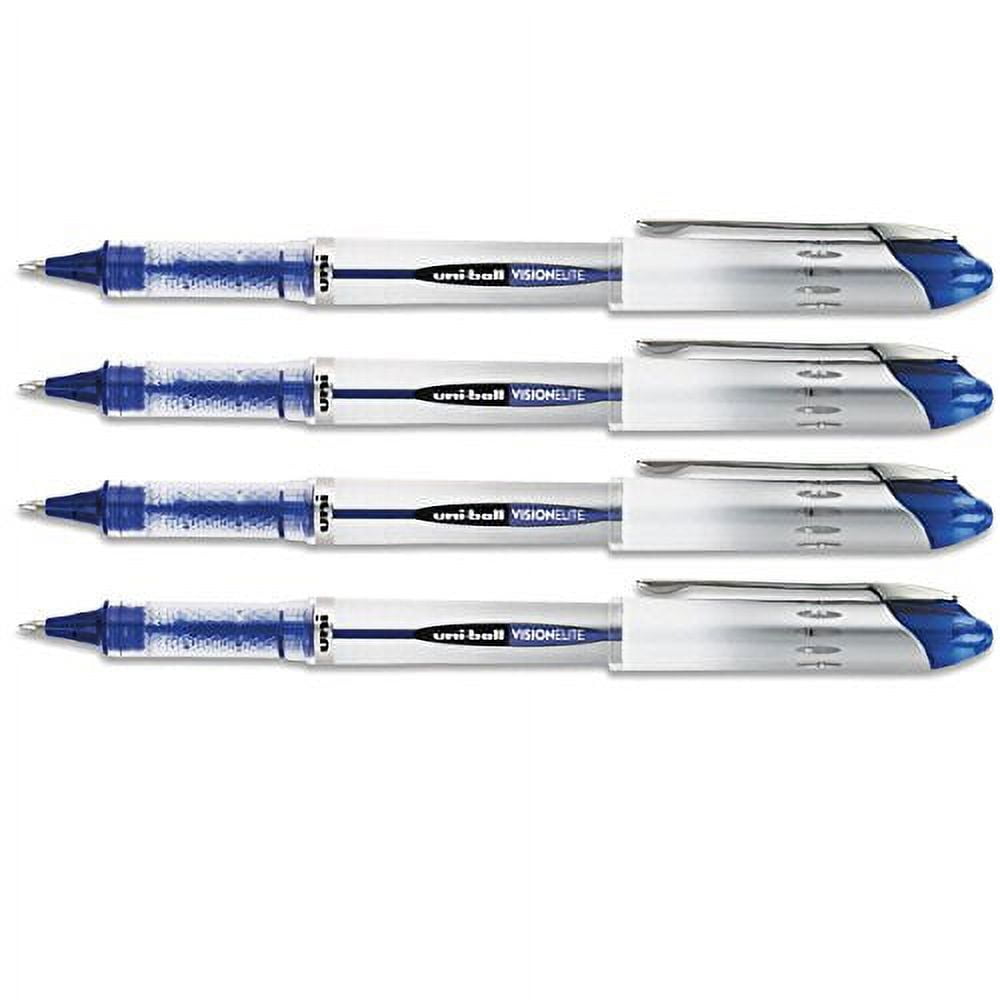 uniball Vision Elite Roller Ball Pen,Blue Ink, Bold 4 Pens Per Order (69024)
