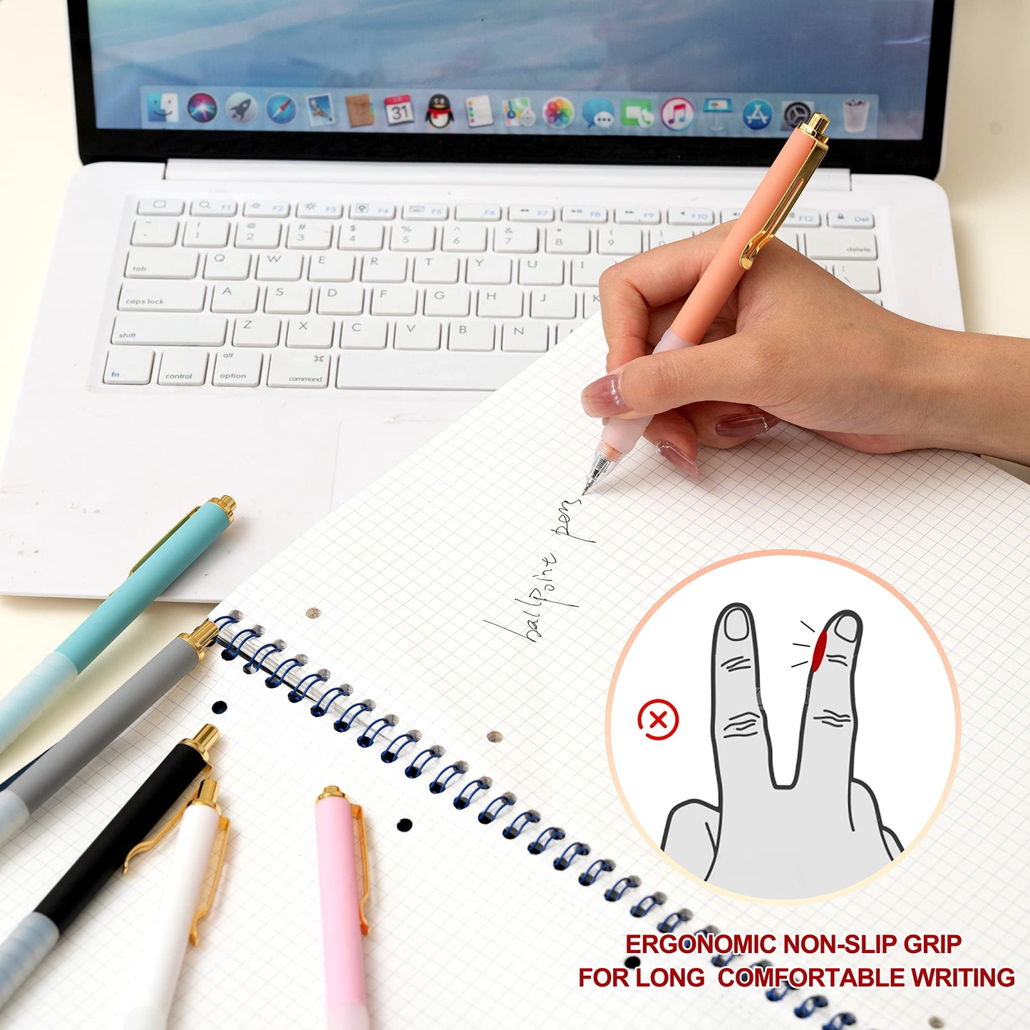 Ballpoint Writing Pens,12 pack(6 count+6 refills) with Stylus Tips 0.5mm Medium Point Pen Black Ink Pen Stylus Pens(NO.693)