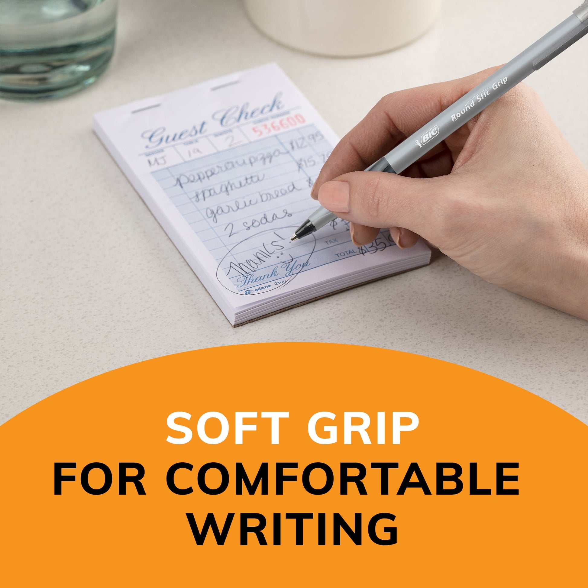 BIC Round Stic Xtra Comfort Ballpoint Pen, Bold Point, 1.2 mm, Black Ink, 24 Count