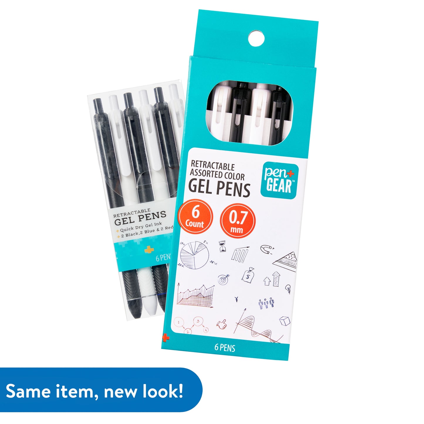 (6 pack) Pen+Gear Retractable Gel Pens, 0.7 mm, Assorted Colors, 6 Count