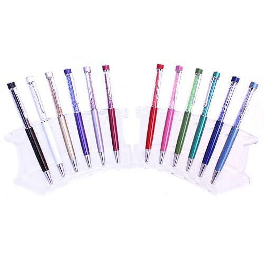 Hot Pink Swarovski Crystal Pen with Colored Tip Silver Clip On Black Ink Ballpoint Elegant Classy