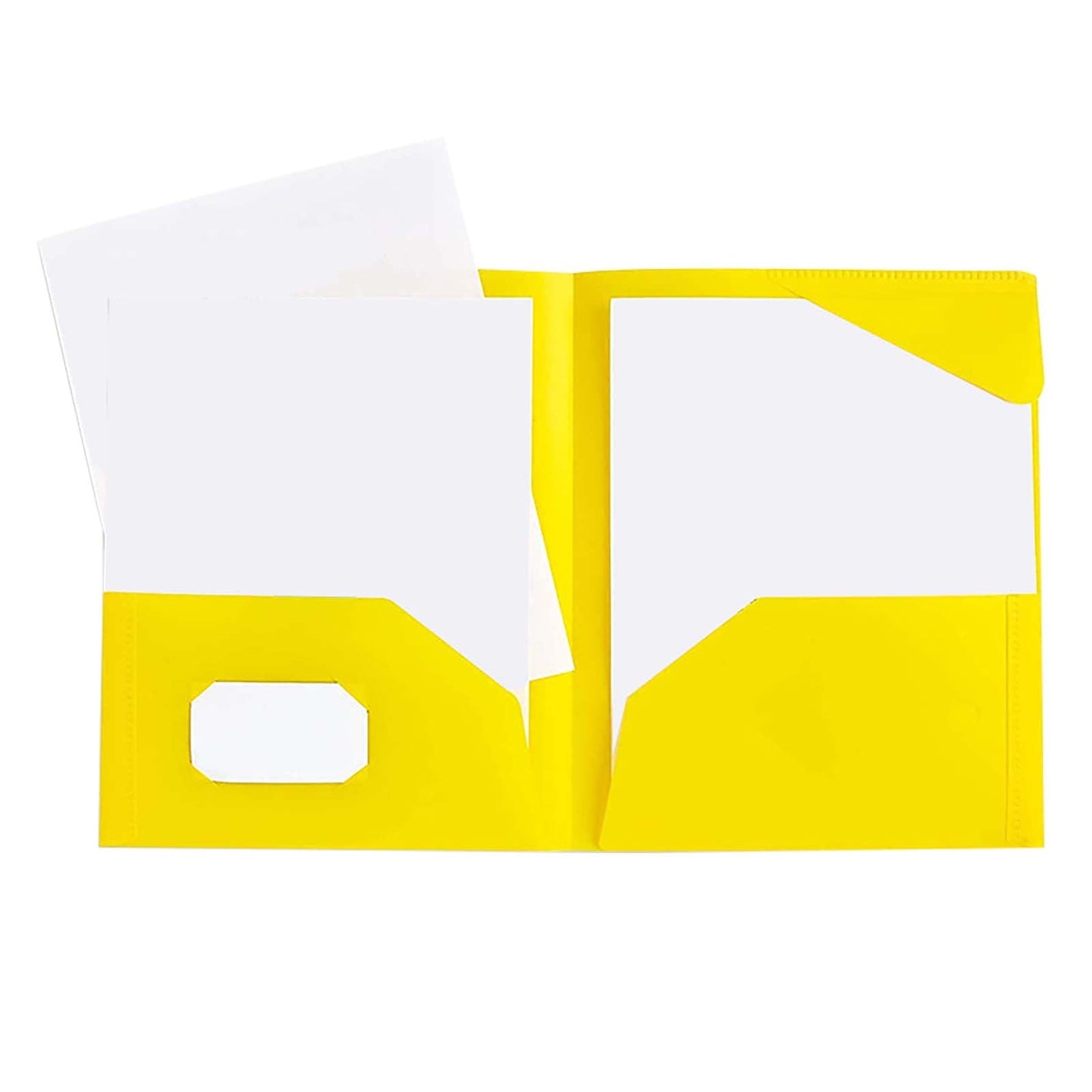 Heavy Duty Colored 2 Pocket Plastic Folders, Two Pocket Plastic Folders with Pockets for School, and Business Card Slot, Home, and Work (Black) 9.45x11.42"