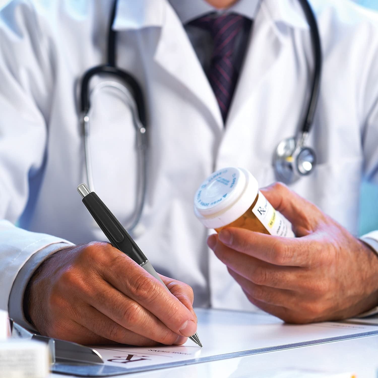 Dr. Grip Ballpoint Pen, Retractable, Medium 1 mm, Blue Ink, 1 Count