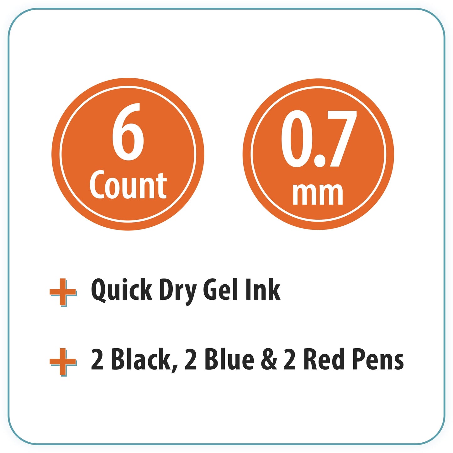 (6 pack) Pen+Gear Retractable Gel Pens, 0.7 mm, Assorted Colors, 6 Count