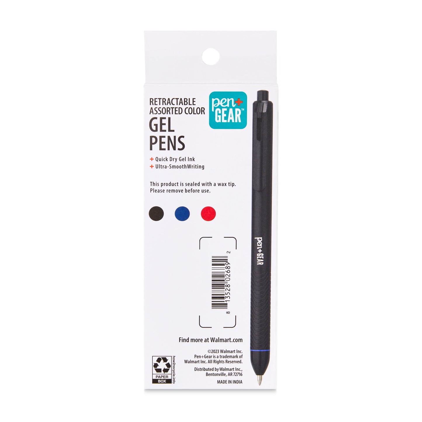 (6 pack) Pen+Gear Retractable Gel Pens, 0.7 mm, Assorted Colors, 6 Count
