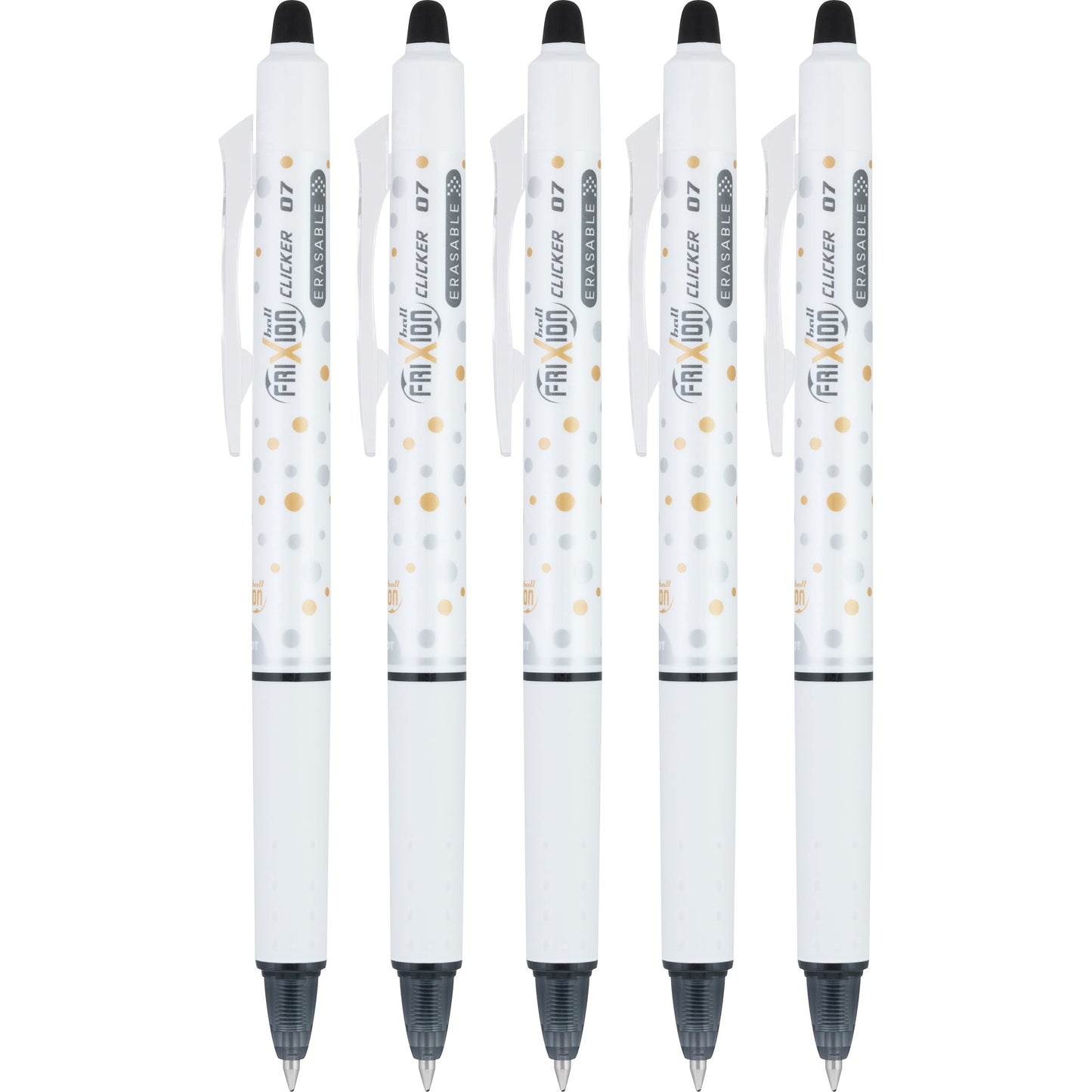 Pilot FriXion Clicker Dots Collection Erasable Gel Pens, Fine, Black Ink, 5 Count
