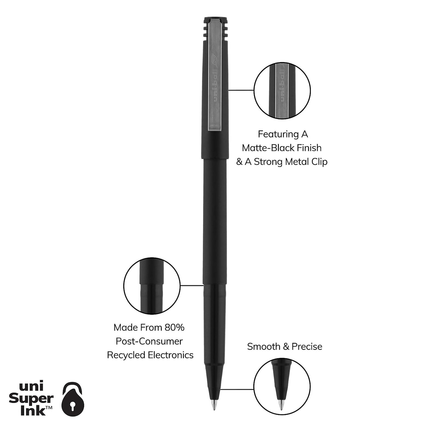 uni-ball Roller Ball Stick Dye-Based Pen Micro Point 0.5 mm 498774