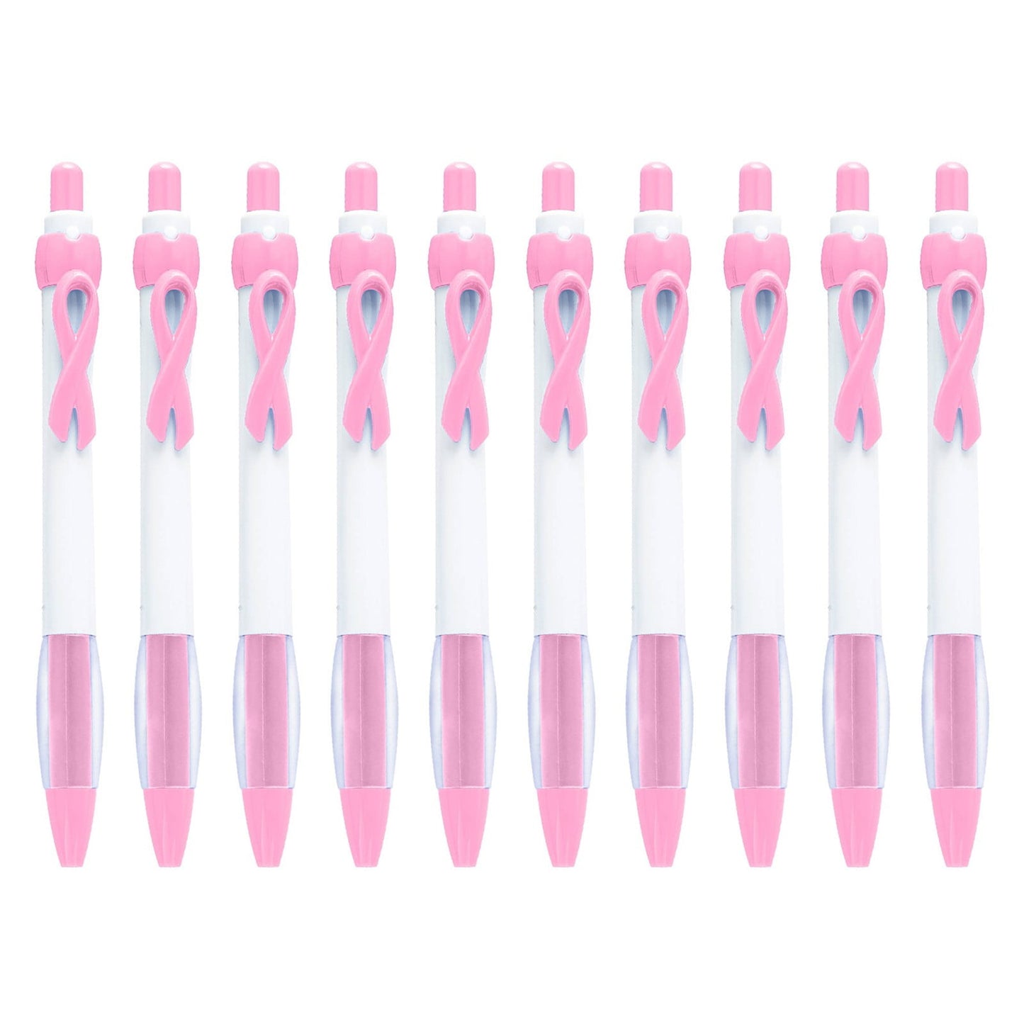 ABNMCA 10 Pcs Ribbon Retractable Gel Roller Pen Breast Cancer Awareness Ribbon Pen Point Breast Cancer Pens Plastic Gel Ballpoint Pens For Women Gift 10ML Pen