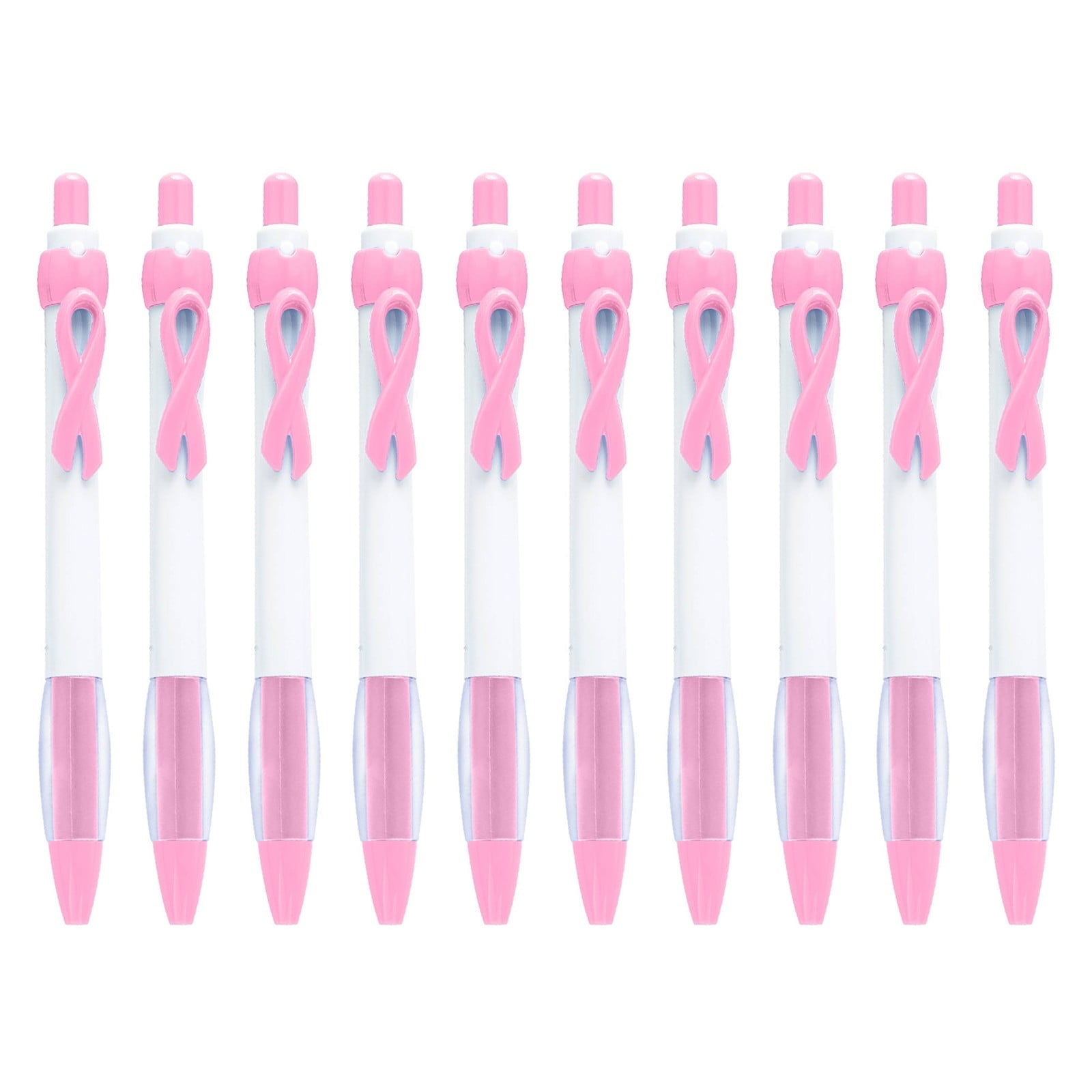 ABNMCA 10 Pcs Ribbon Retractable Gel Roller Pen Breast Cancer Awareness Ribbon Pen Point Breast Cancer Pens Plastic Gel Ballpoint Pens For Women Gift 10ML Pen