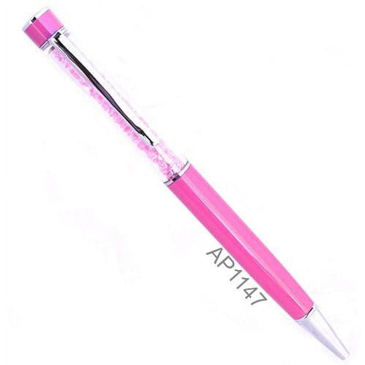 Hot Pink Swarovski Crystal Pen with Colored Tip Silver Clip On Black Ink Ballpoint Elegant Classy