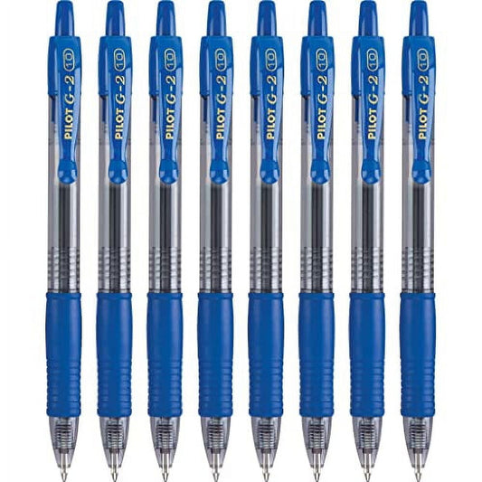 Pilot, G2 Premium Gel Roller Pens, Bold Point 1 mm, Pack of 8, Blue