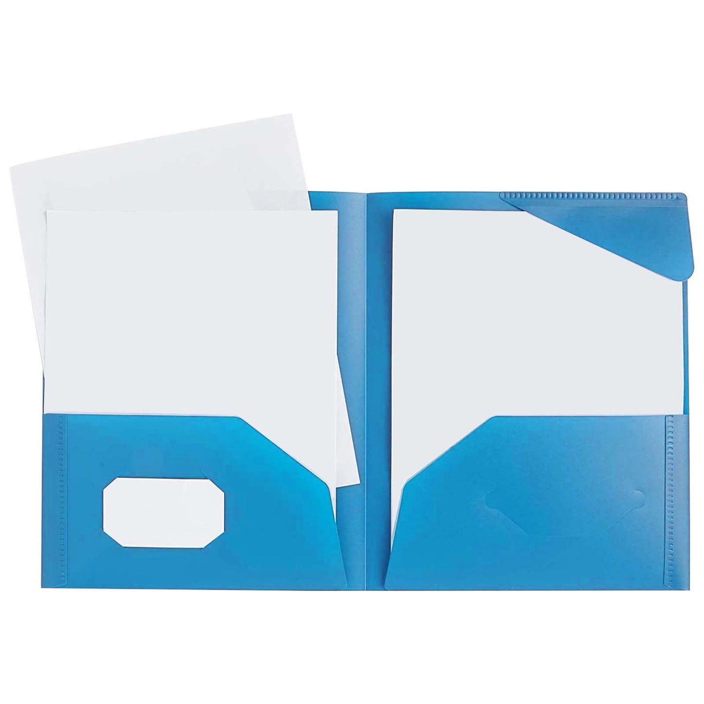 Heavy Duty Colored 2 Pocket Plastic Folders, Two Pocket Plastic Folders with Pockets for School, and Business Card Slot, Home, and Work (Black) 9.45x11.42"
