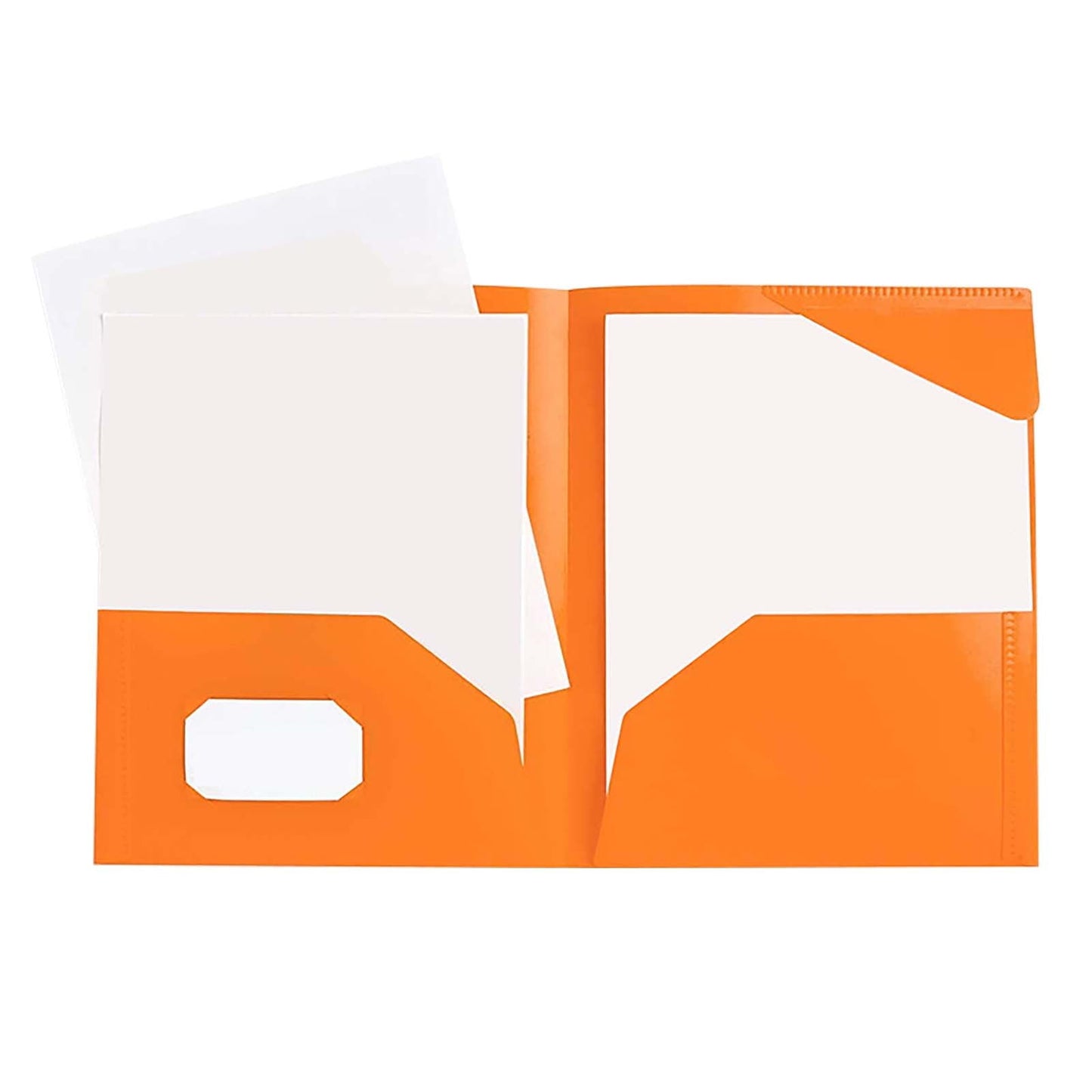 Heavy Duty Colored 2 Pocket Plastic Folders, Two Pocket Plastic Folders with Pockets for School, and Business Card Slot, Home, and Work (Black) 9.45x11.42"