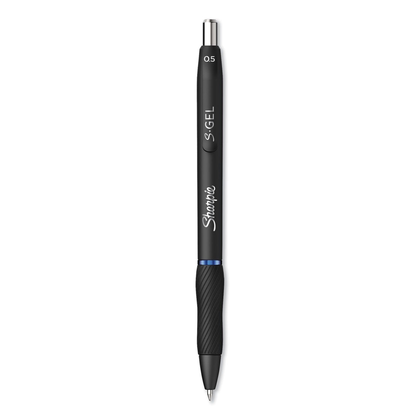 S-Gel High-Performance Gel Pen, Retractable, Fine 0.5 Mm, Blue Ink, Black Barrel, Dozen