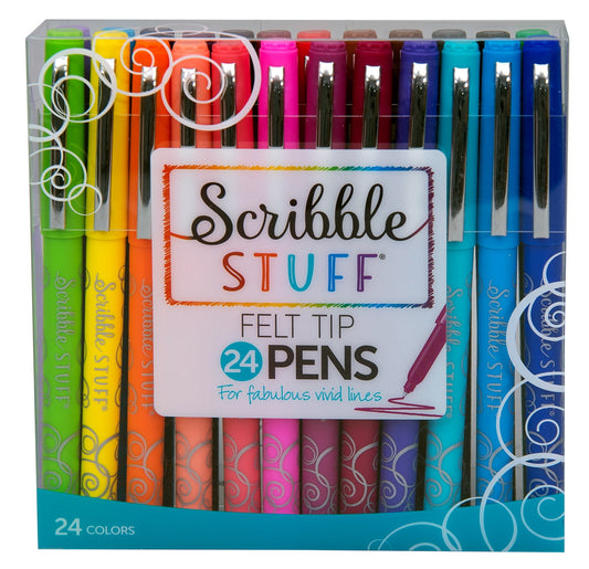 Scribble Stuff Felt Pens – 24 Count, Medium Point (0.8mm), Assorted Colors