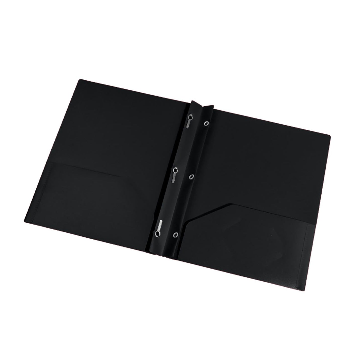 Heavy Duty Colored 2 Pocket Plastic Folders, Two Pocket Plastic Folders with Pockets for School, and Business Card Slot, Home, and Work (Black) 9.45x11.42"