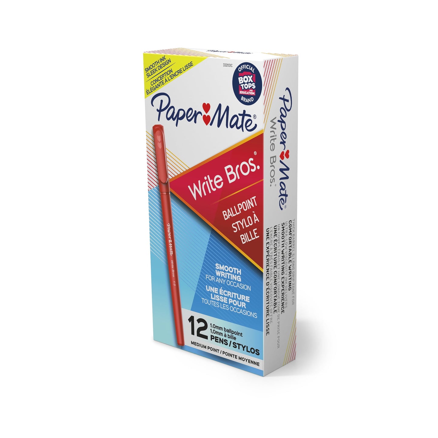 Write Bros. Ballpoint Pen, Stick, Medium 1 Mm, Red Ink, Red Barrel, Dozen