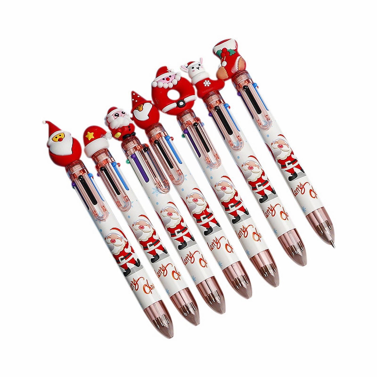 Christmas 6 Color Touch Ballpoint Pen Santa 6 Color Pen Random 0.5 inches in diameter
