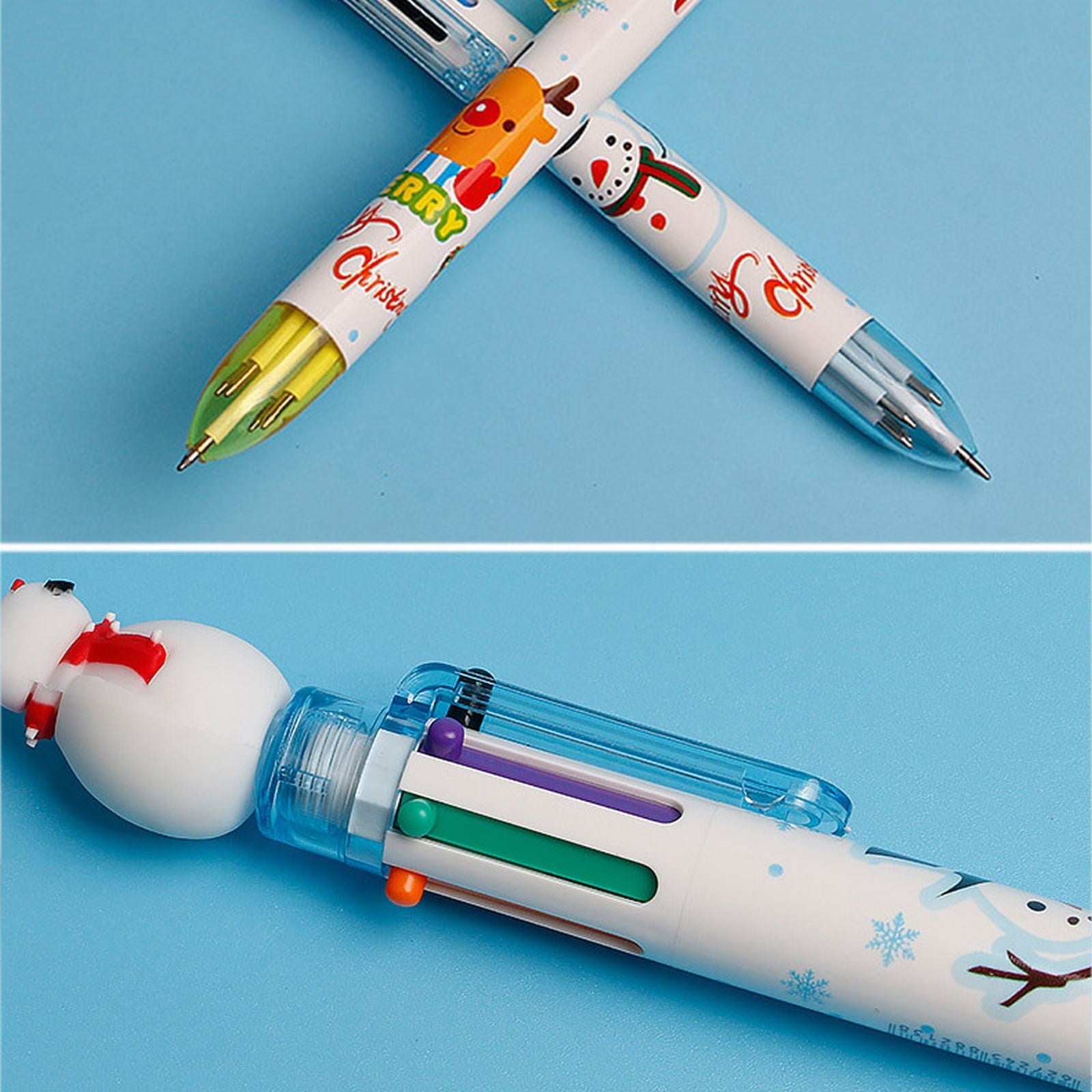 Christmas 6 Color Touch Ballpoint Pen Santa 6 Color Pen Random 0.5 inches in diameter