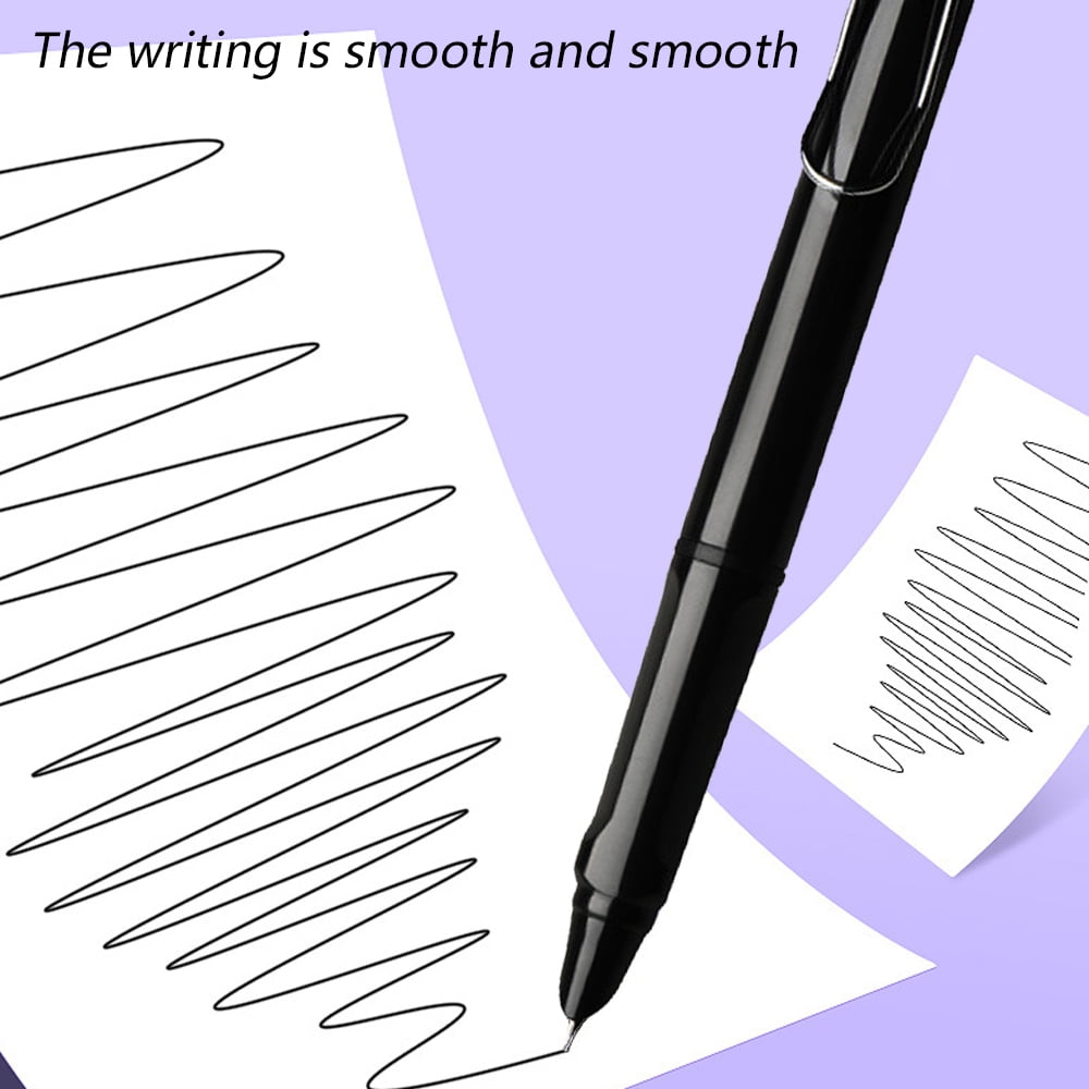 2Pcs Press Fountain Pen, Retractable Extra Fine Nib Metal Ink Pen with Converter for Student Teacher Officail