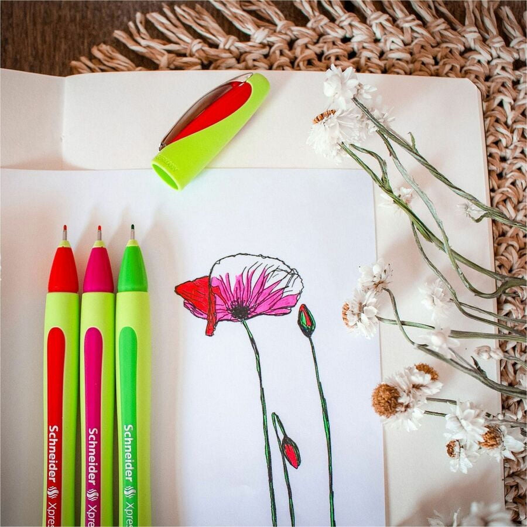 Schneider Xpress Fineliner Pens, Box of 6, 0.8 mm Tip, Precise Writing, Comfortable Grip, Cap-Off Ink Technology, Water-Based Ink, Made in Germany