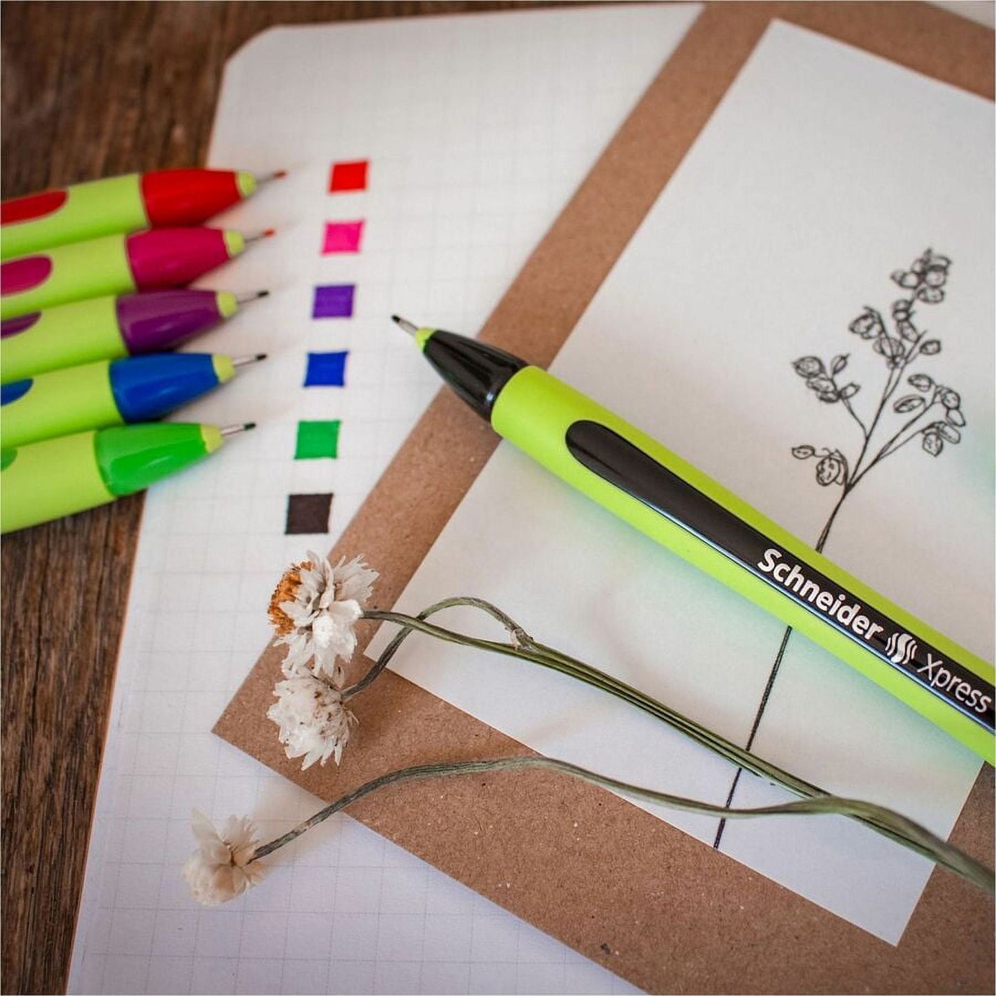 Schneider Xpress Fineliner Pens, Box of 6, 0.8 mm Tip, Precise Writing, Comfortable Grip, Cap-Off Ink Technology, Water-Based Ink, Made in Germany