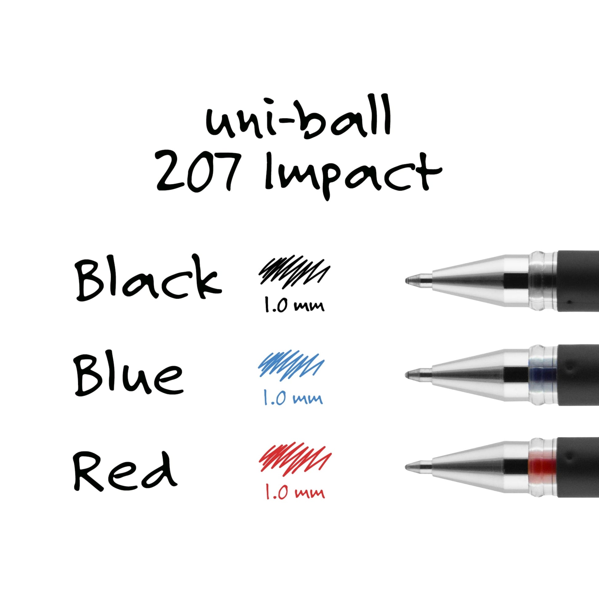 Uniball 207 Impact Gel Pens, Bold Point (1.0mm), Red Ink, 12 Count