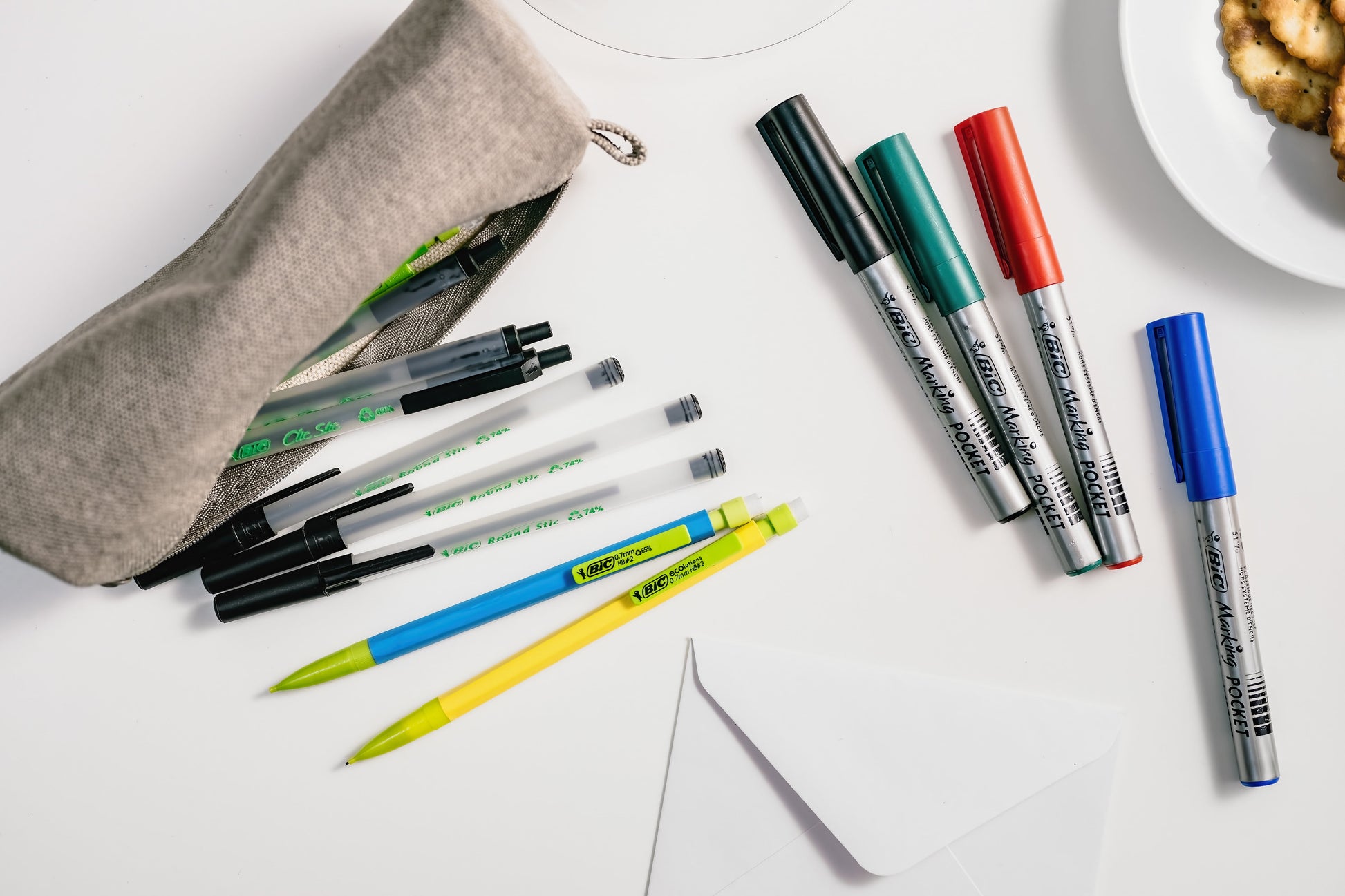 BIC Ecolutions Round Stic Ball Point Pen, Blue, 1.0mm Medium Point, 50 Pack