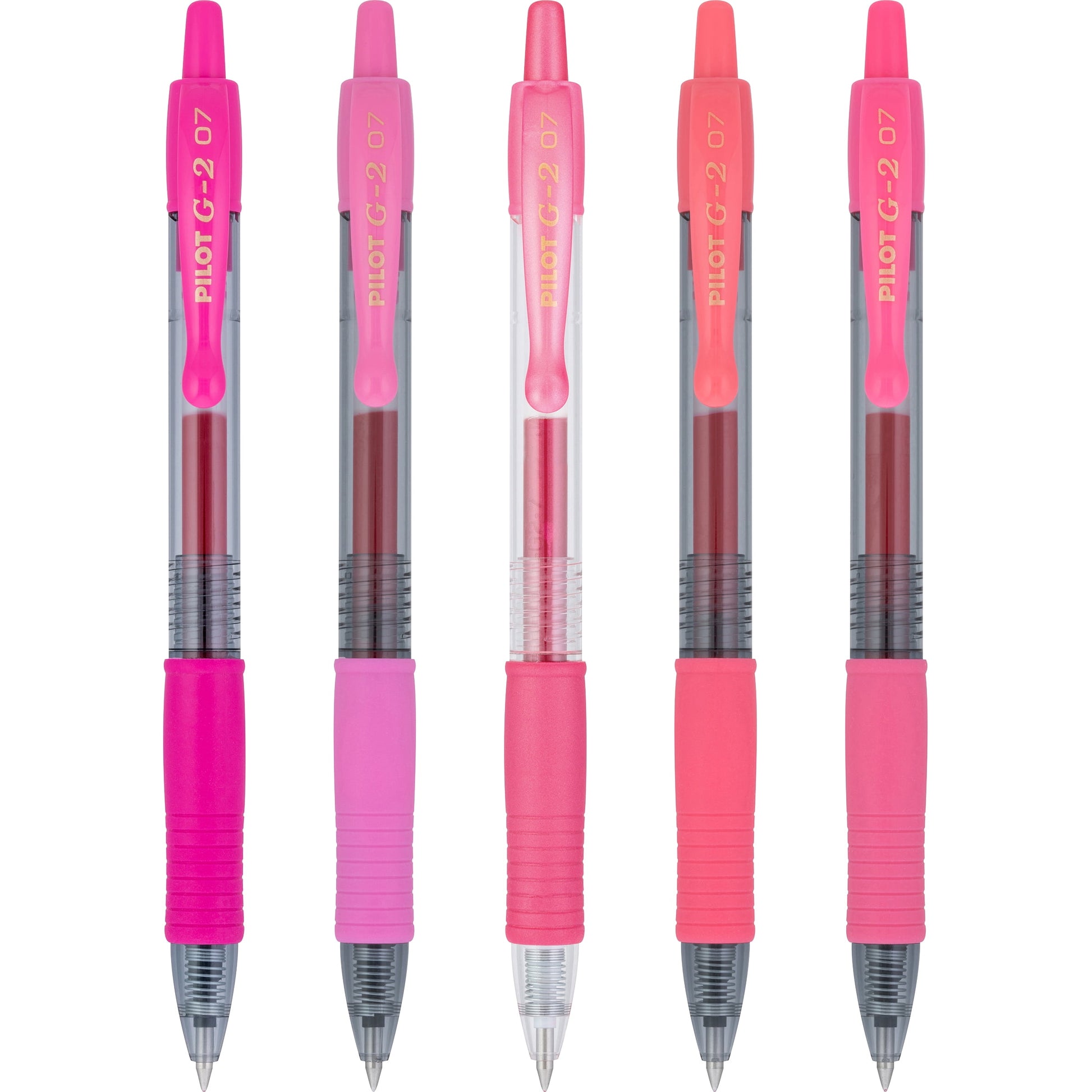 Pilot G2 Pink Premium Retractable Gel Pens, Fine Point, 0.7 mm, Assorted Colors, 5 Count